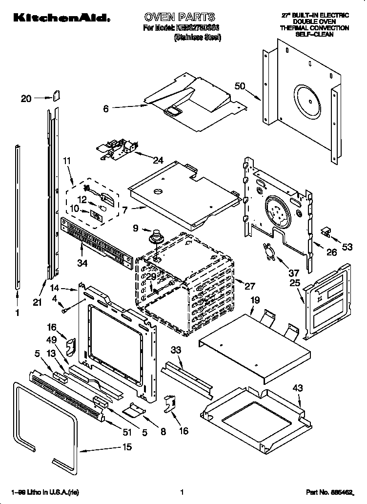 KitchenAid KEBS278DSS6 oven diagram