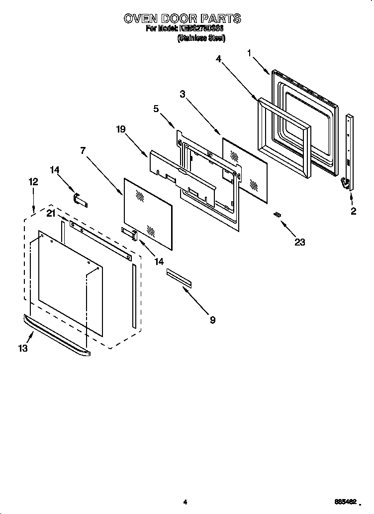 KitchenAid KEBS278DSS6 oven door diagram