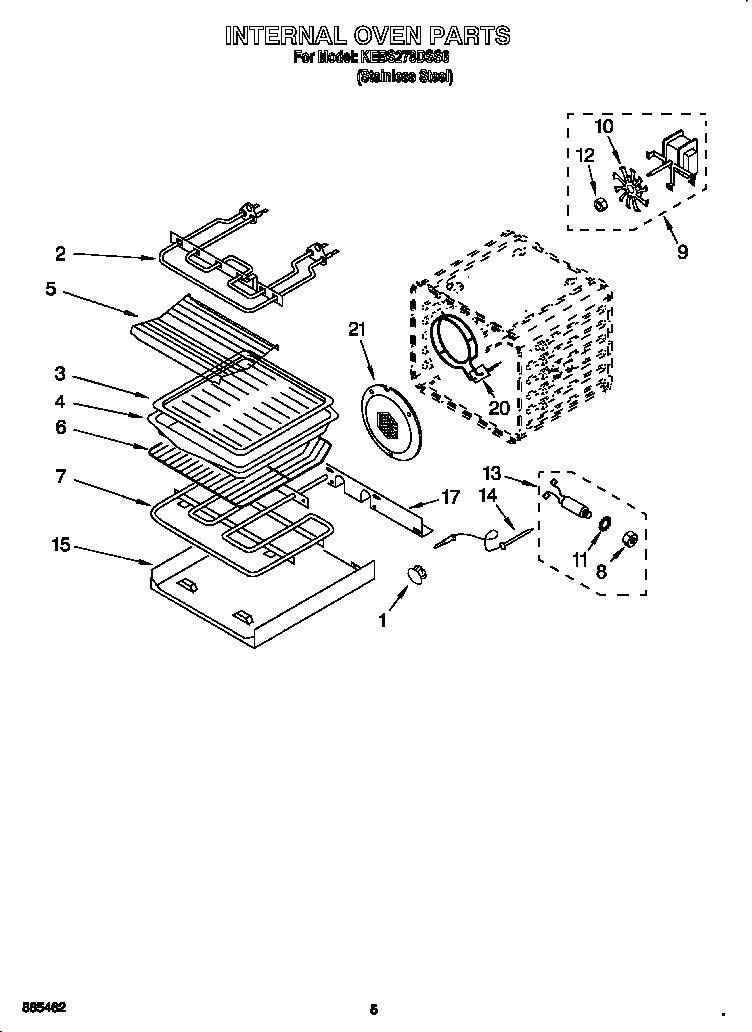 KitchenAid KEBS278DSS6 internal oven diagram