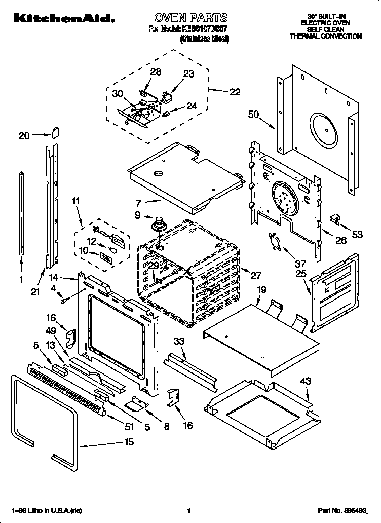 KitchenAid KEBS107DSS7 oven diagram