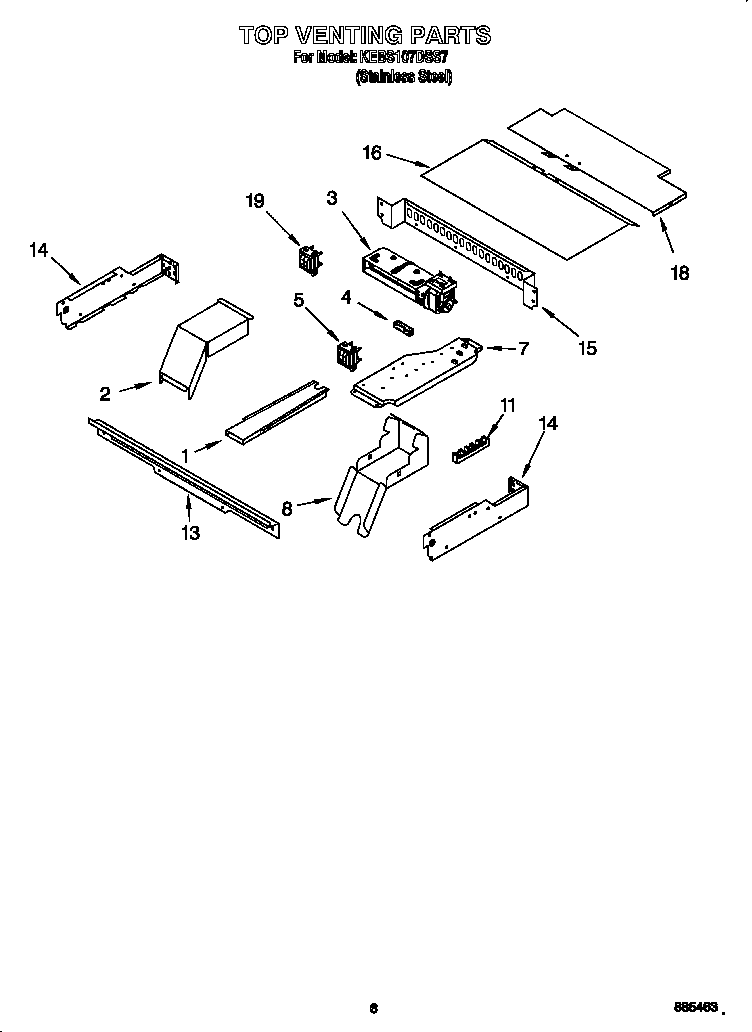 KitchenAid KEBS107DSS7 top venting diagram
