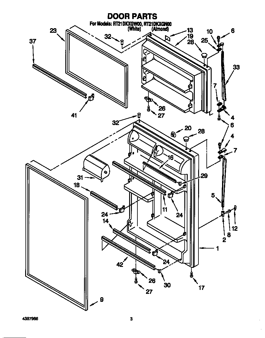 Roper RT21DKXGN00 door diagram