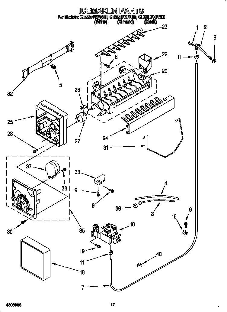 Whirlpool GD22DFXFN00 icemaker diagram