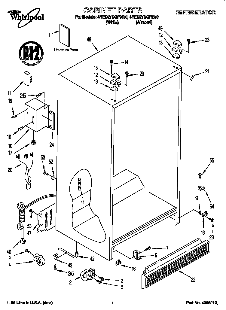Whirlpool 4YED27DQFN00 cabinet diagram