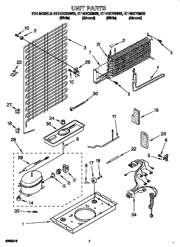 Roper RT14DKYGN02 unit diagram