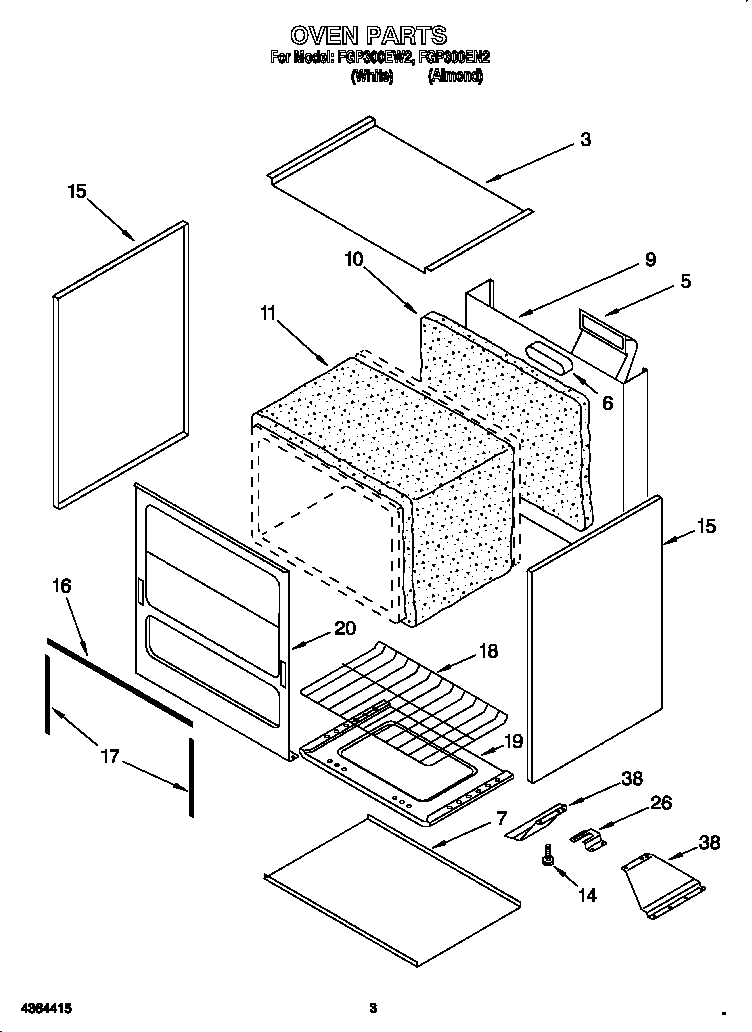 Roper FGP300EW2 oven diagram