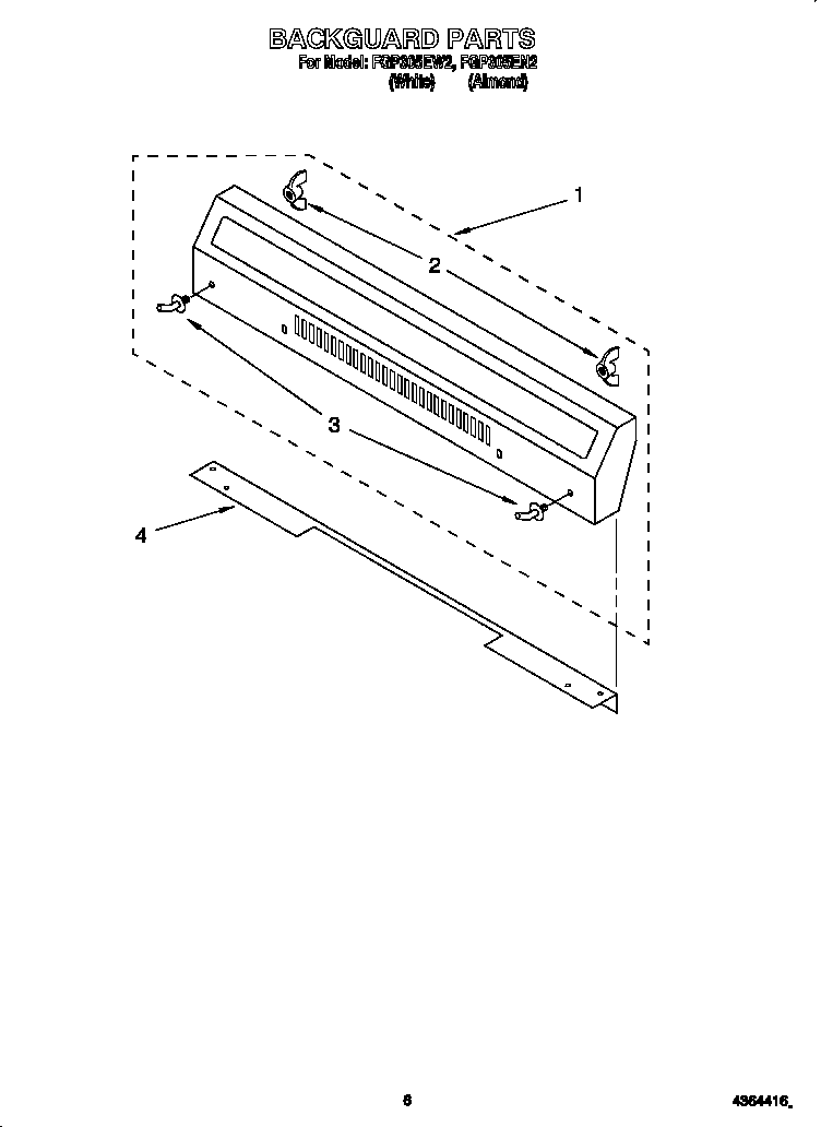 Roper FGP305EW2 backguard diagram