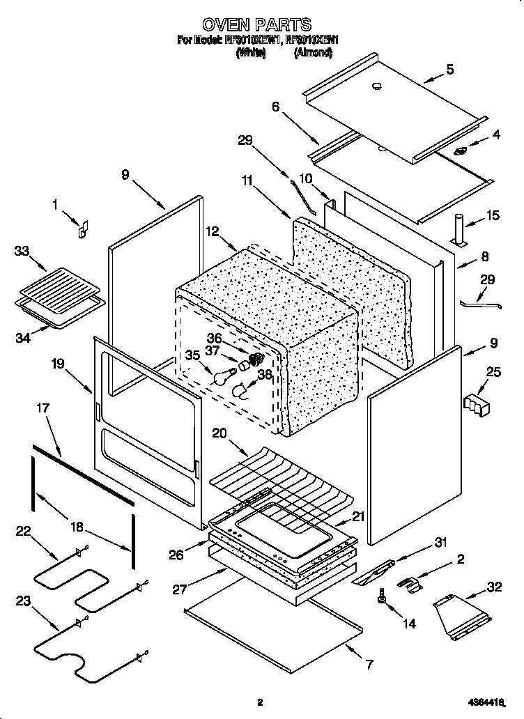 Whirlpool RF3010XEN1 oven diagram