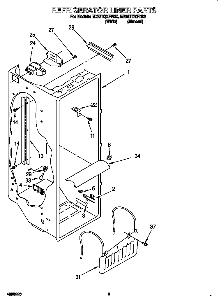 Whirlpool ED25TQXFN03 refrigerator liner diagram