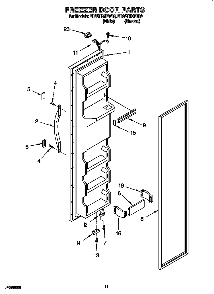 Whirlpool ED25TQXFN03 freezer door diagram