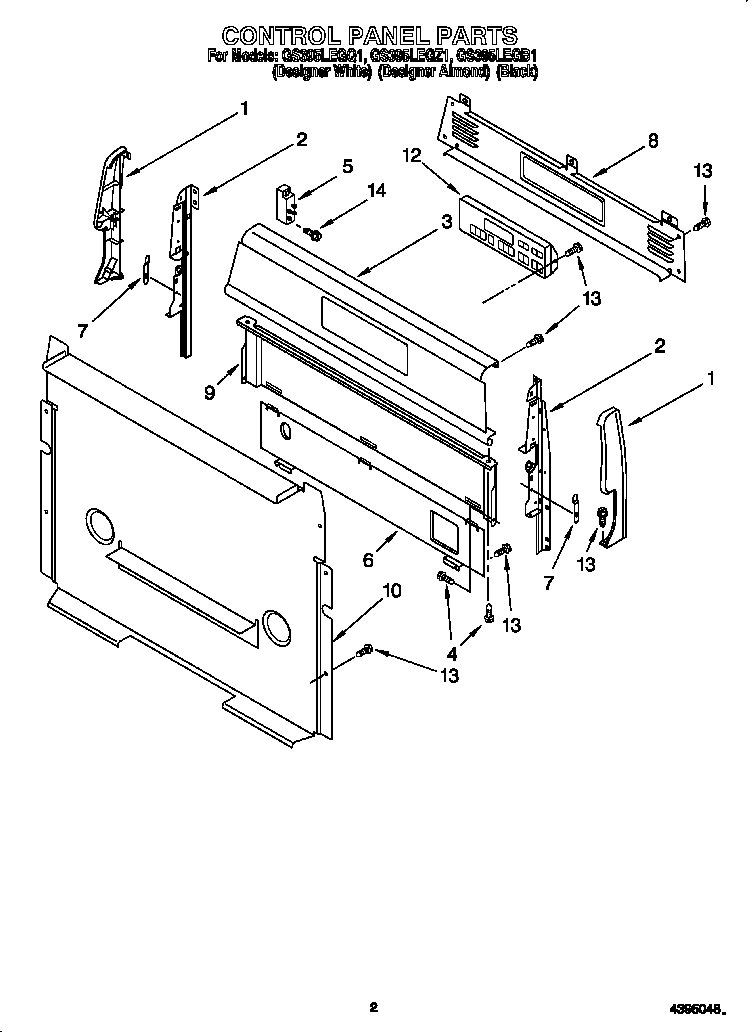 Whirlpool GS395LEGB1 control panel diagram