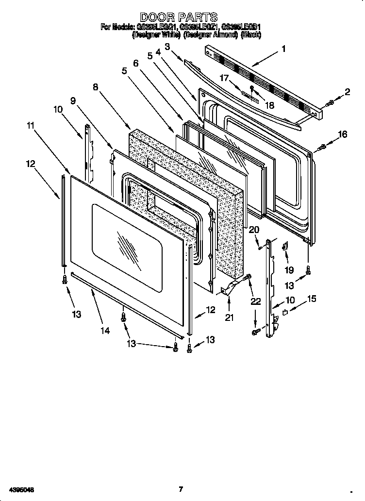 Whirlpool GS395LEGB1 door diagram