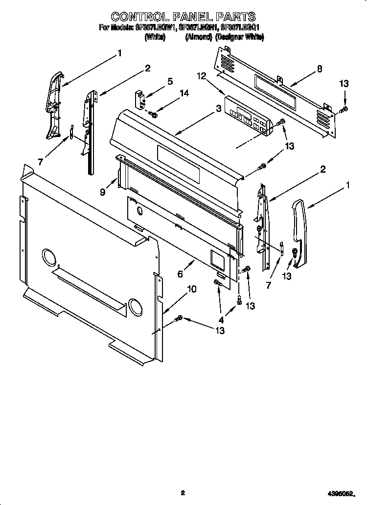Whirlpool SF387LEGW1 control panel diagram