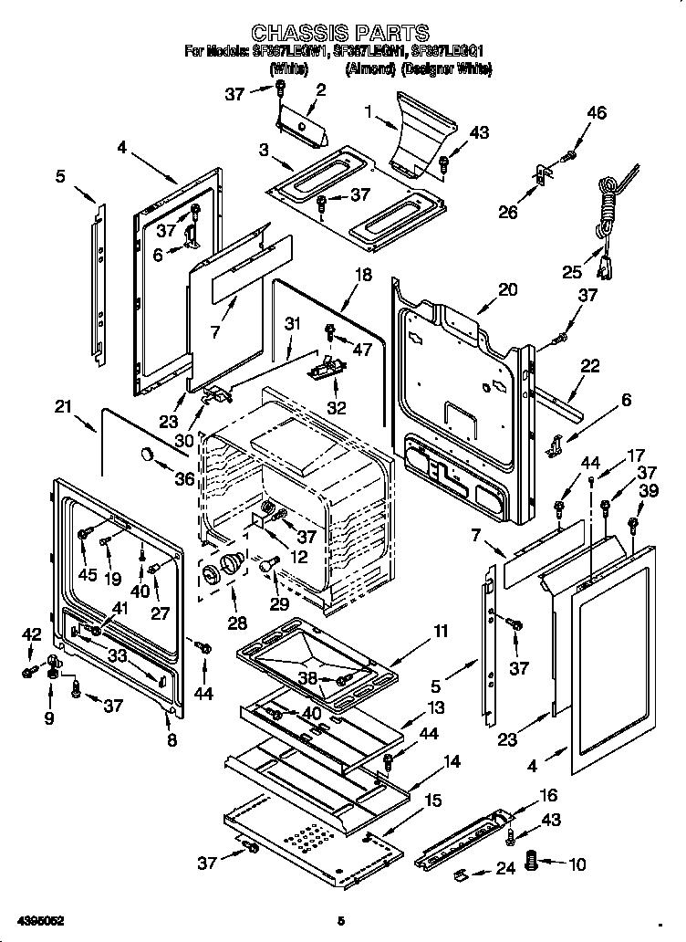 Whirlpool SF387LEGW1 chassis diagram