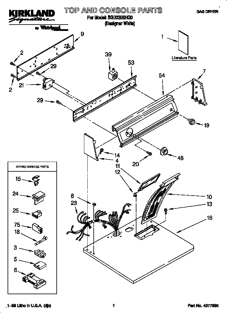 Kirkland SGDX600HQ0 top and console diagram