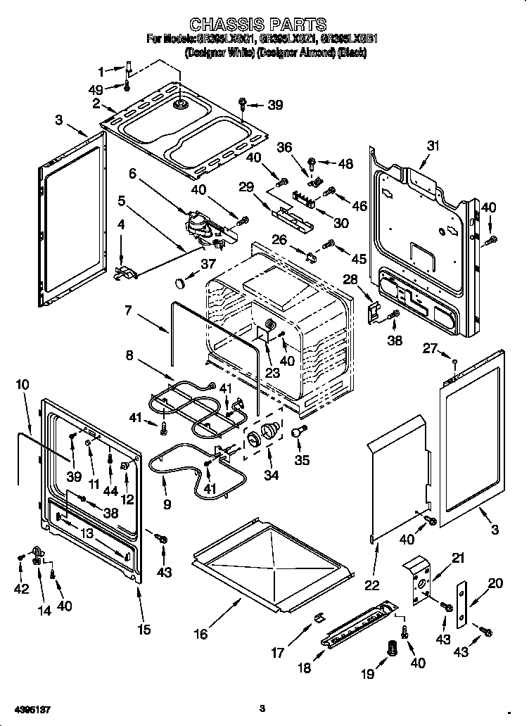 Whirlpool GR395LXGQ1 chassis diagram