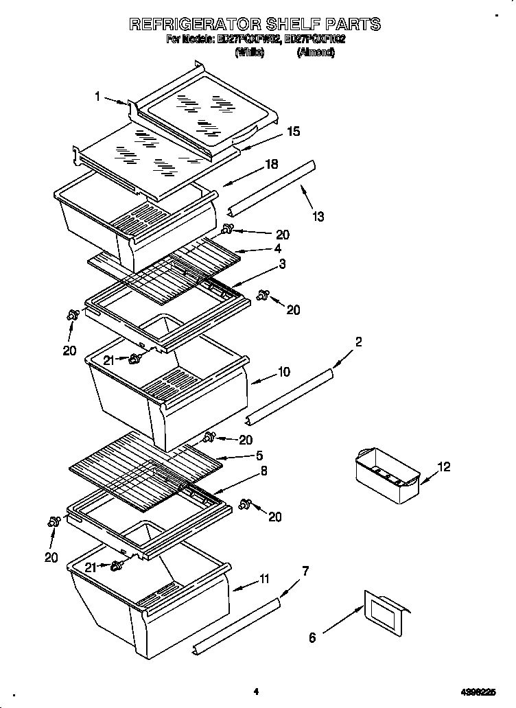 Whirlpool ED27PQXFN02 refrigerator shelf diagram