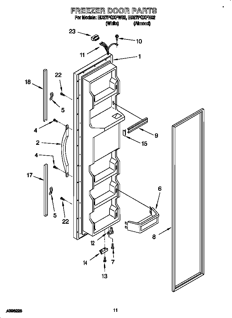 Whirlpool ED27PQXFN02 freezer door diagram