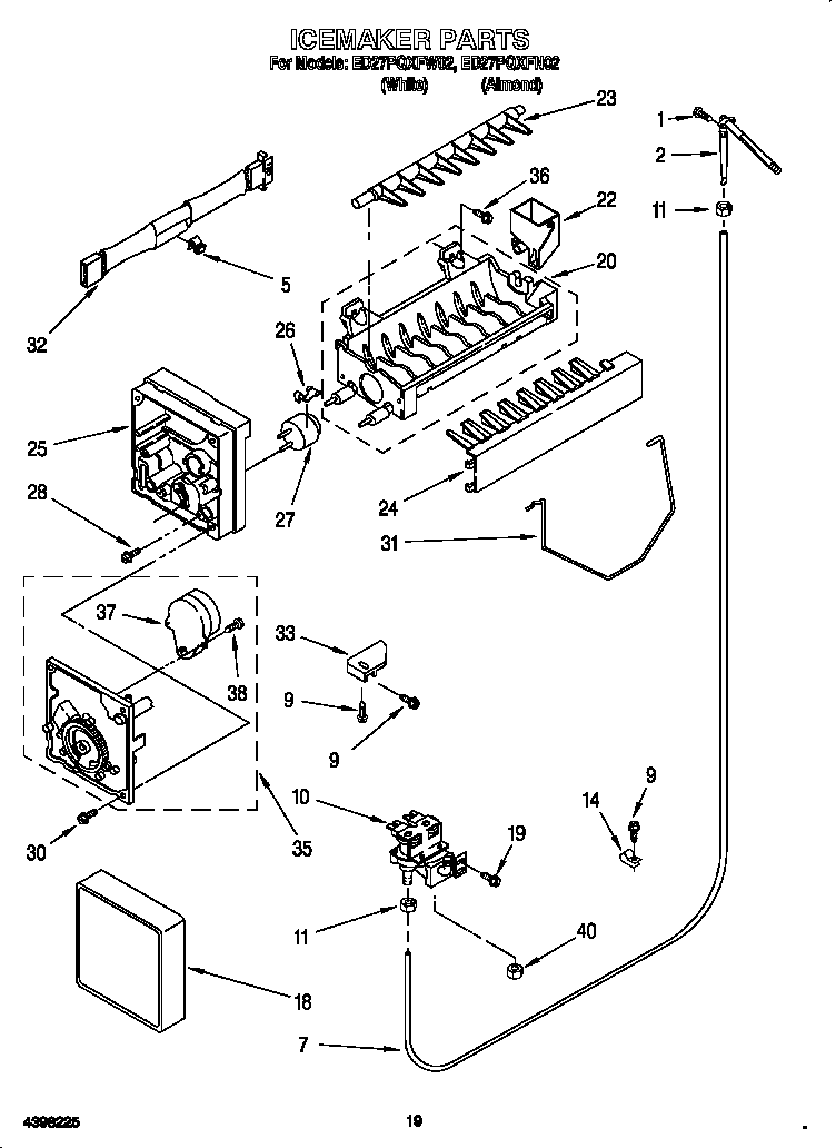 Whirlpool ED27PQXFN02 icemaker diagram