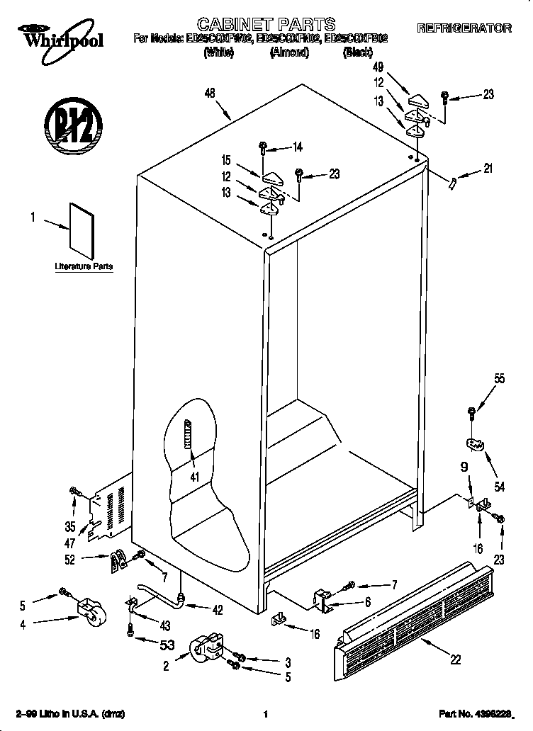 Whirlpool ED25CQXFB02 cabinet diagram