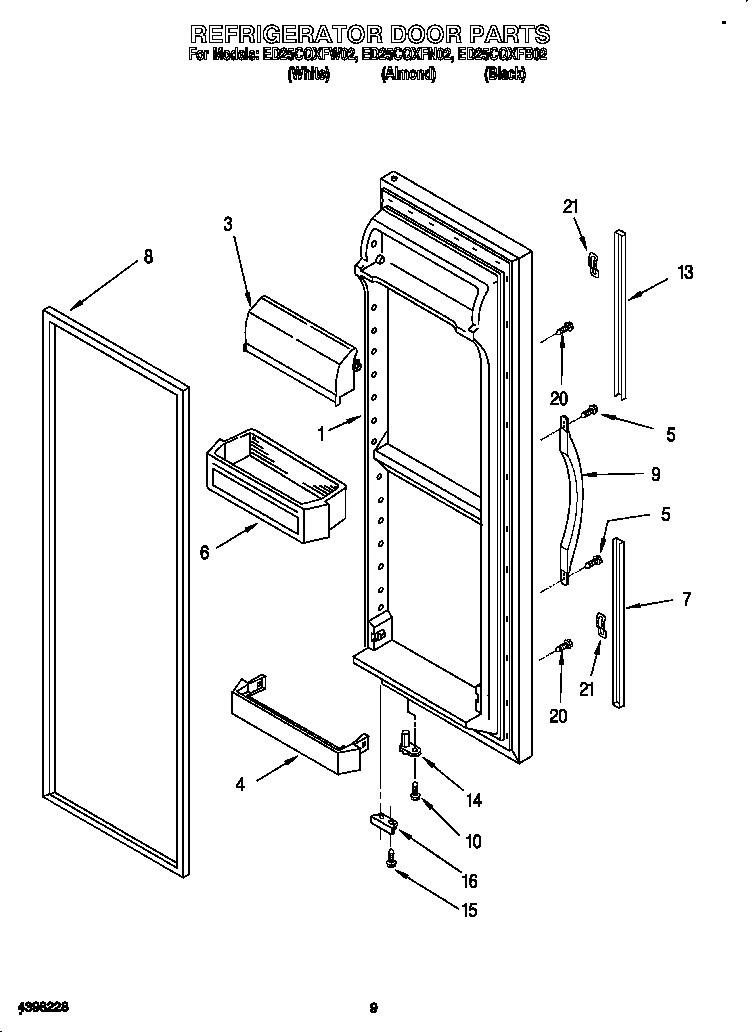 Whirlpool ED25CQXFB02 refrigerator door diagram