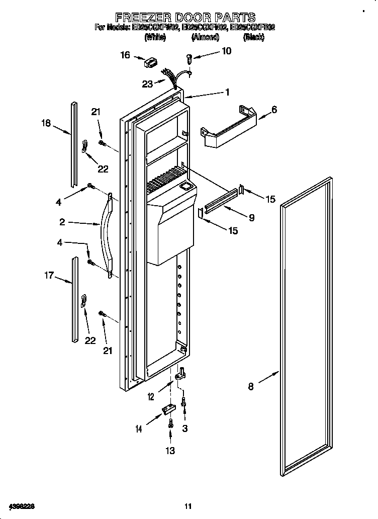 Whirlpool ED25CQXFB02 freezer door diagram