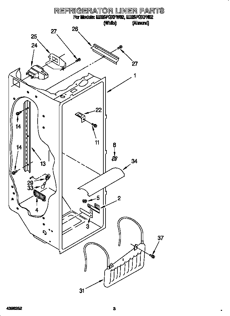 Whirlpool ED25PQXFN02 refrigerator liner diagram