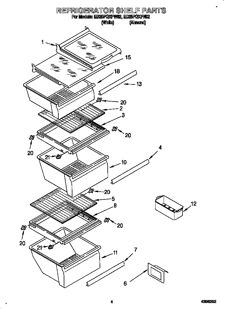 Whirlpool ED25PQXFN02 refrigerator shelf diagram