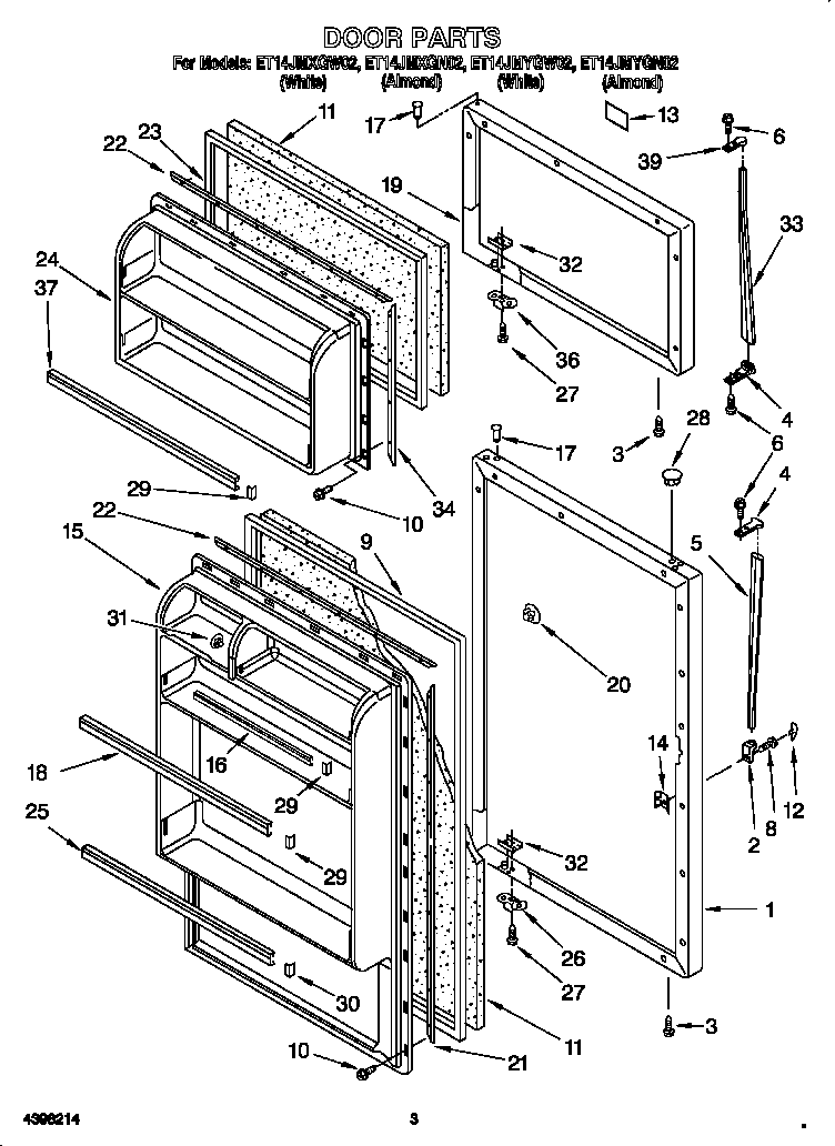 Whirlpool ET14JMYGN02 door diagram