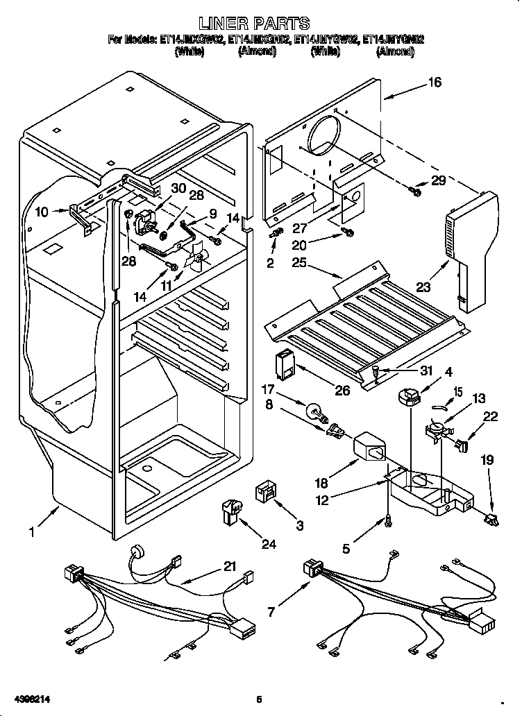 Whirlpool ET14JMYGN02 liner diagram