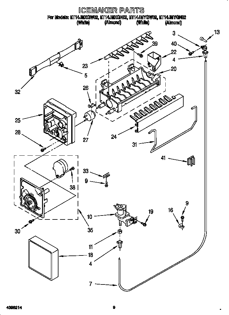 Whirlpool ET14JMYGN02 icemaker diagram