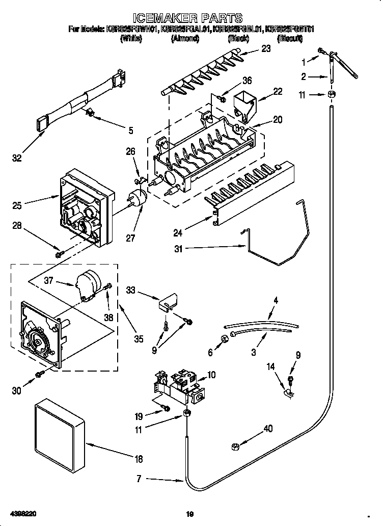 KitchenAid KSRS25FGBT01 icemaker diagram