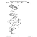 KitchenAid KGCT055GWH0 cooktop, burner, grate diagram
