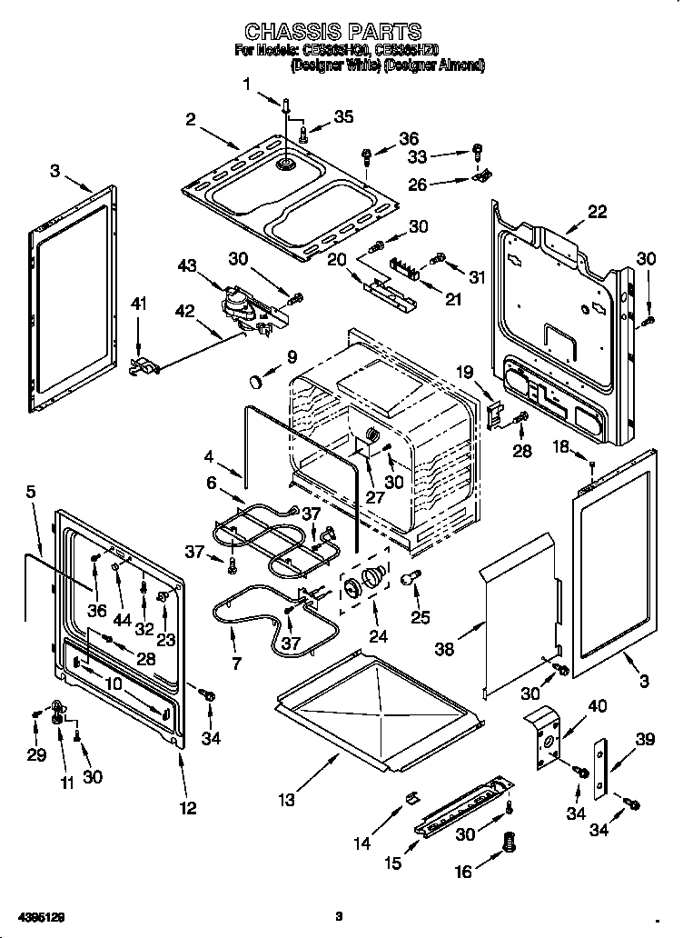 Whirlpool CES365HZ0 chassis diagram