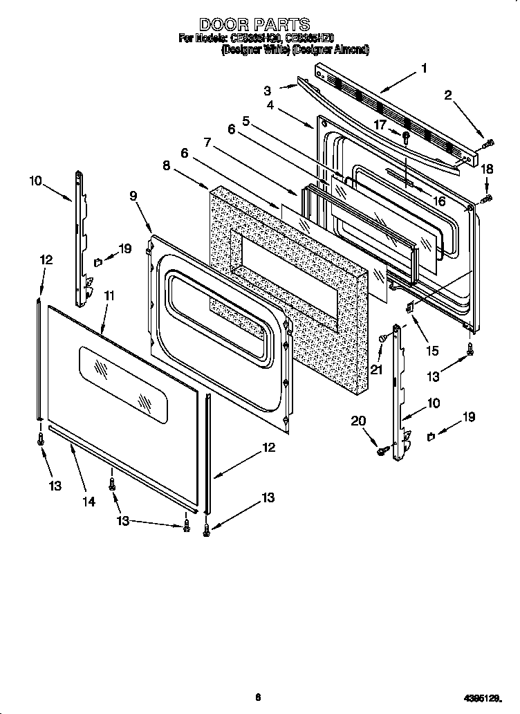 Whirlpool CES365HZ0 door diagram
