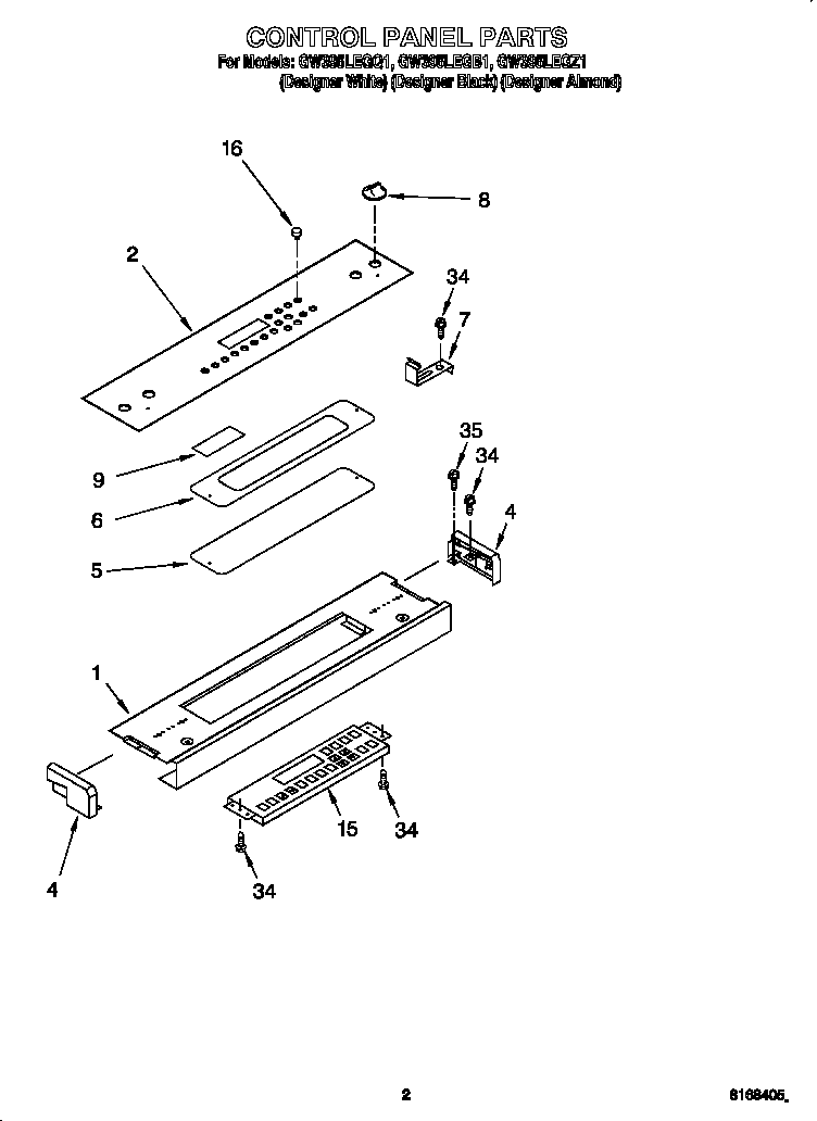Whirlpool GW395LEGB1 control panel diagram