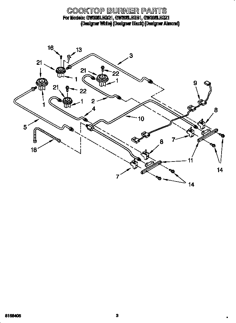 Whirlpool GW395LEGB1 burner diagram
