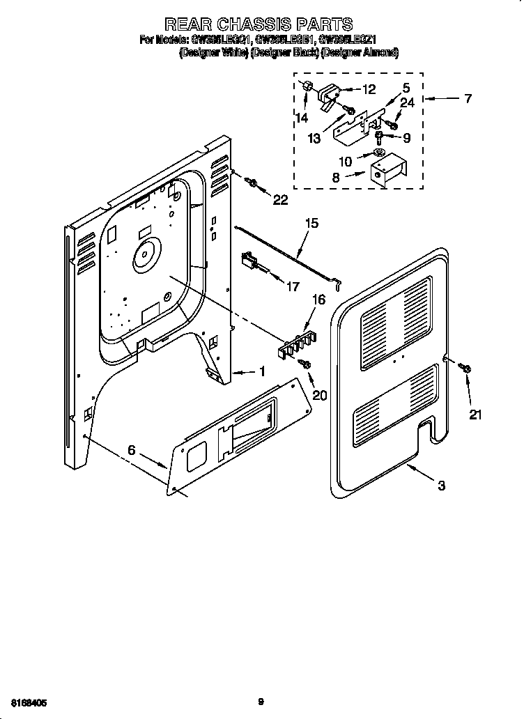 Whirlpool GW395LEGB1 rear chassis diagram