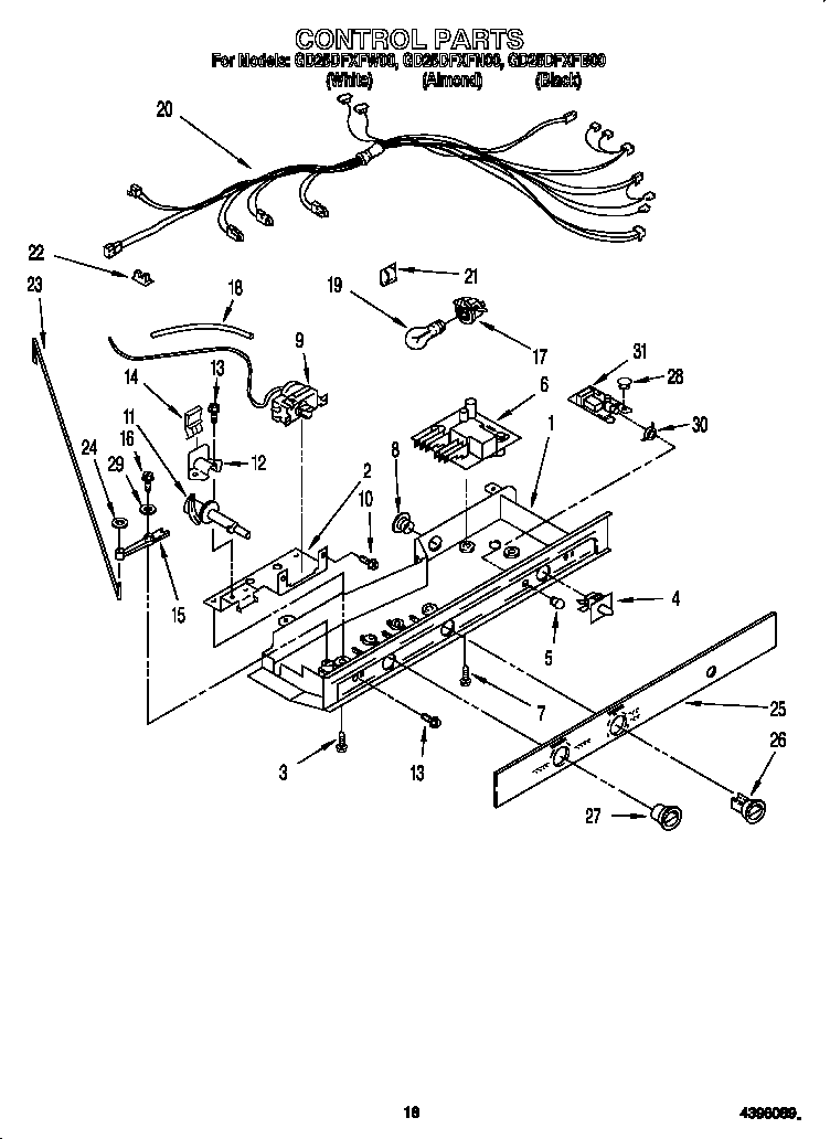 Whirlpool GD25DFXFB00 control parts diagram