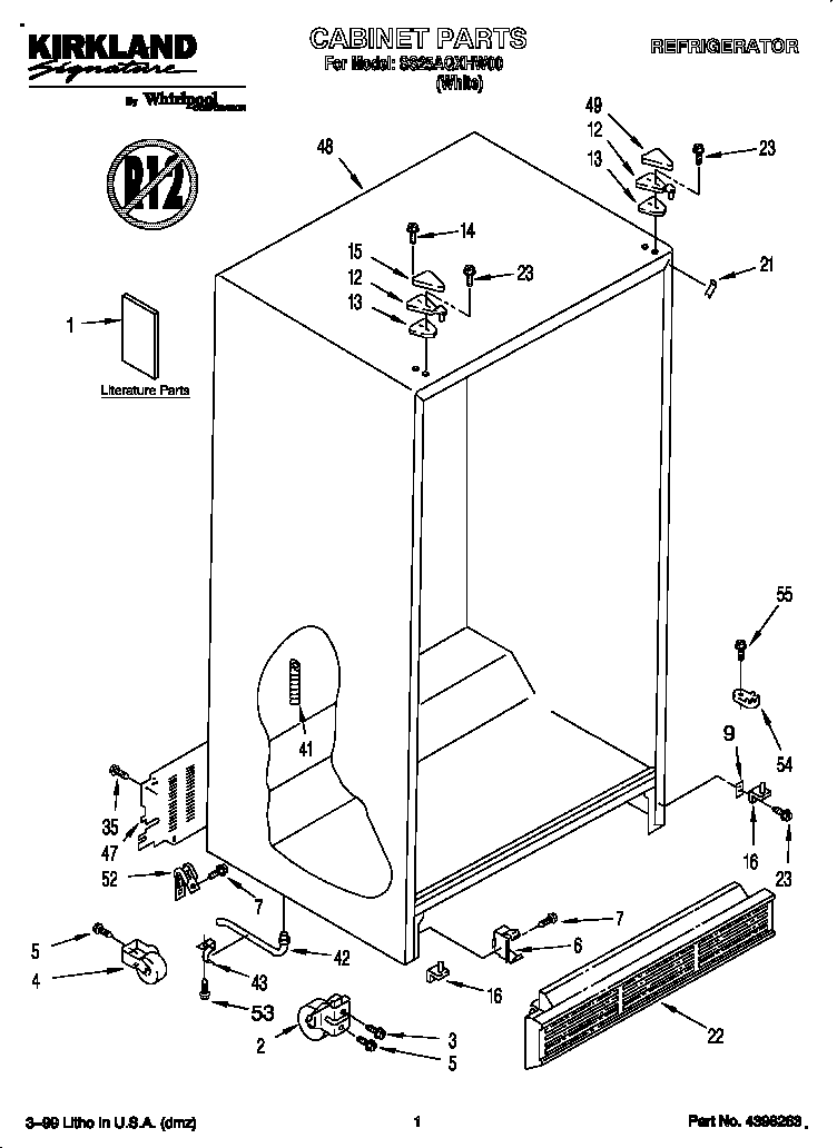 Kirkland SS25AQXHW00 cabinet diagram