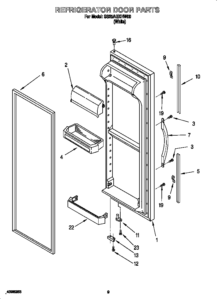 Kirkland SS25AQXHW00 refrigerator door diagram