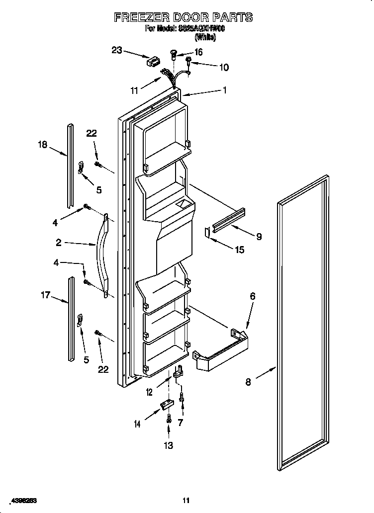Kirkland SS25AQXHW00 freezer door diagram