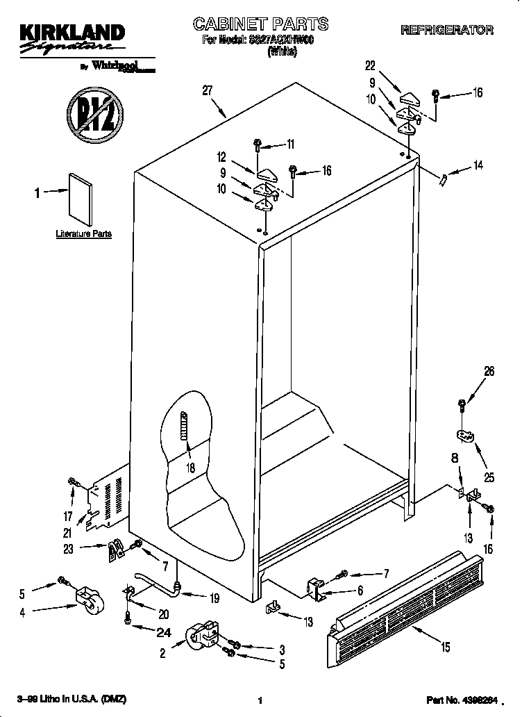 Whirlpool SS27AQXHW00 cabinet diagram