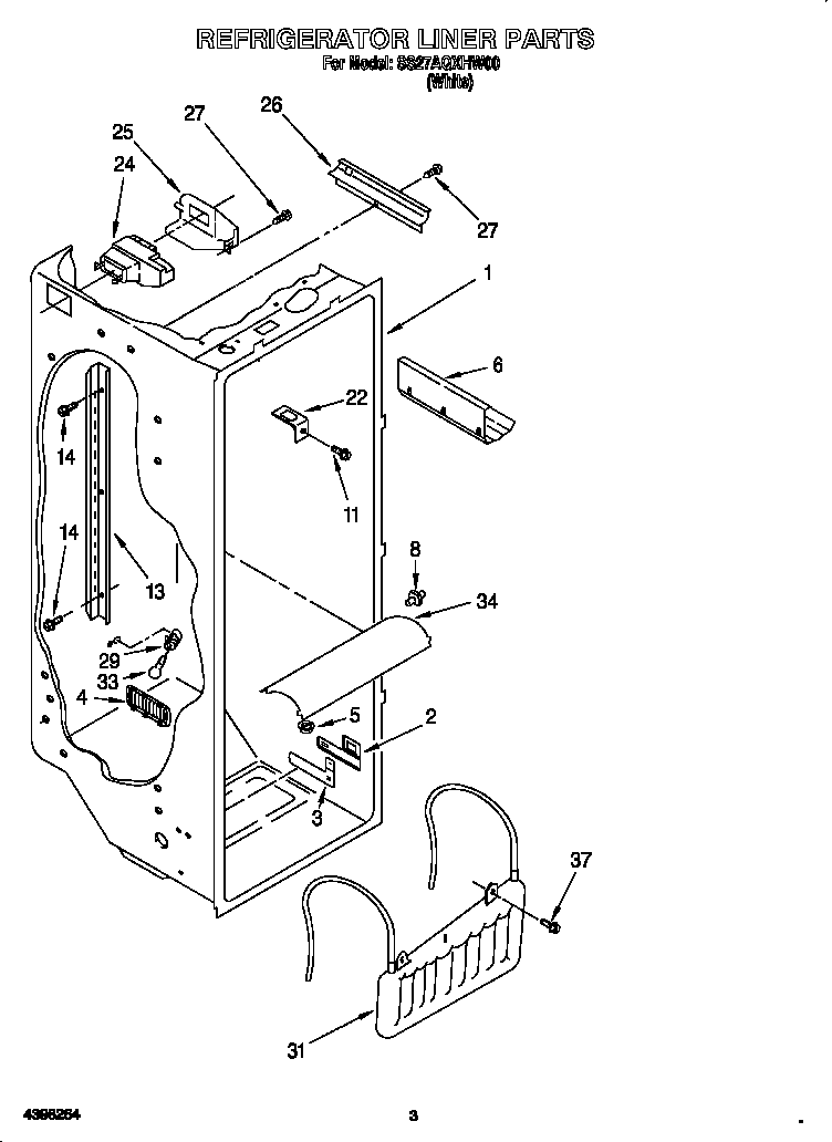 Whirlpool SS27AQXHW00 refrigerator liner diagram