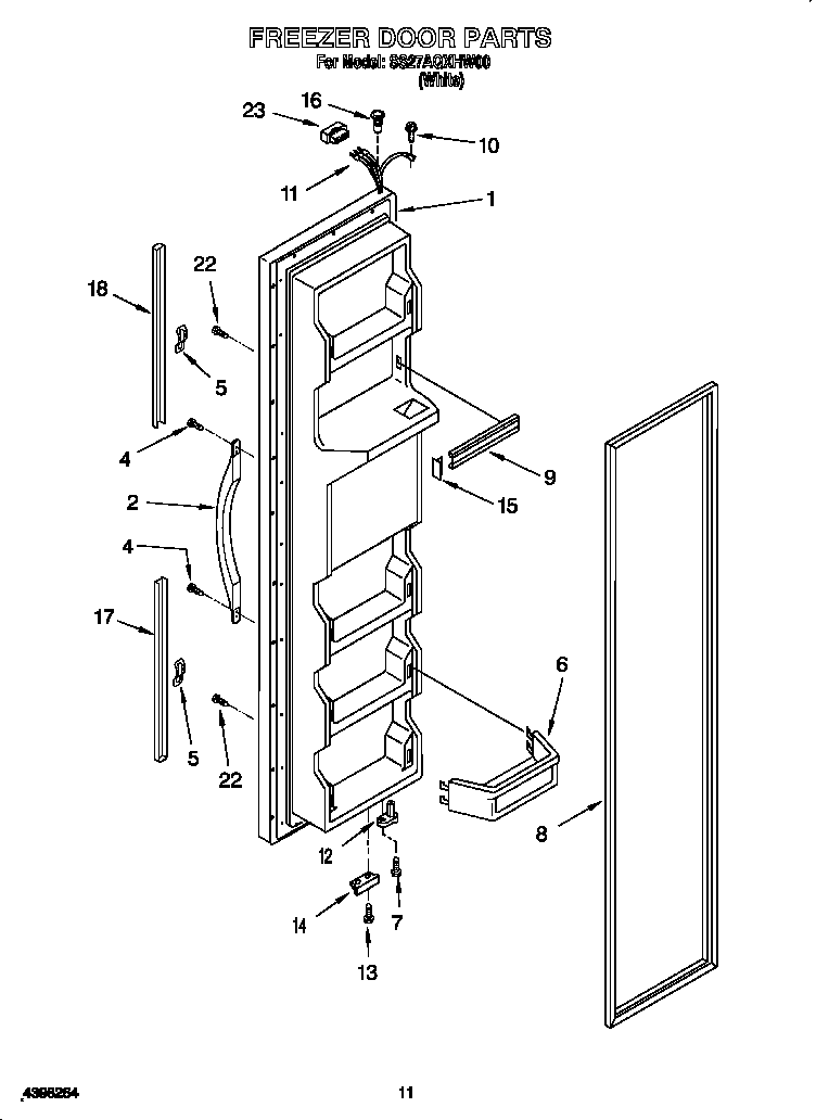 Whirlpool SS27AQXHW00 freezer door diagram