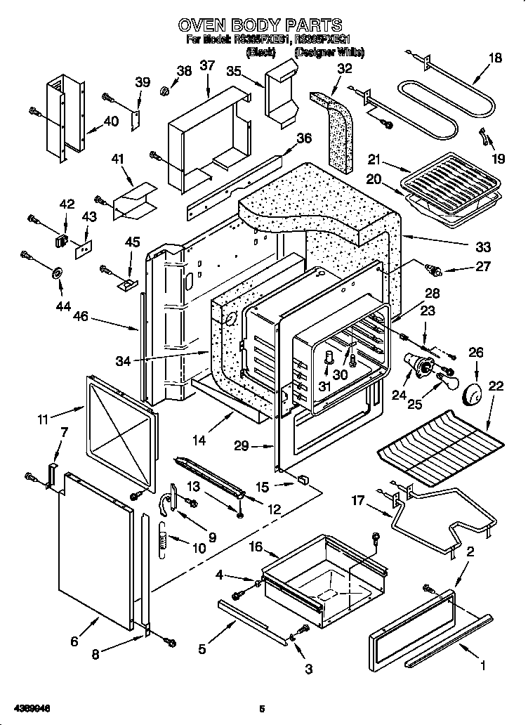 Whirlpool RS385PXEQ1 oven body diagram