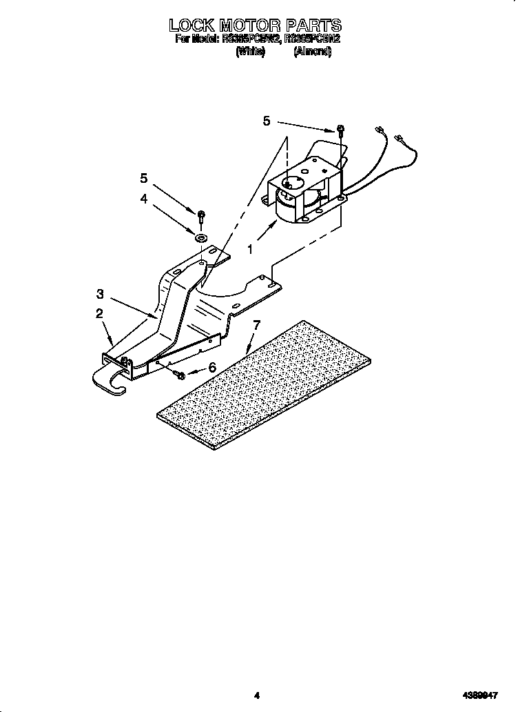 Whirlpool RS385PCBW2 lock motor diagram