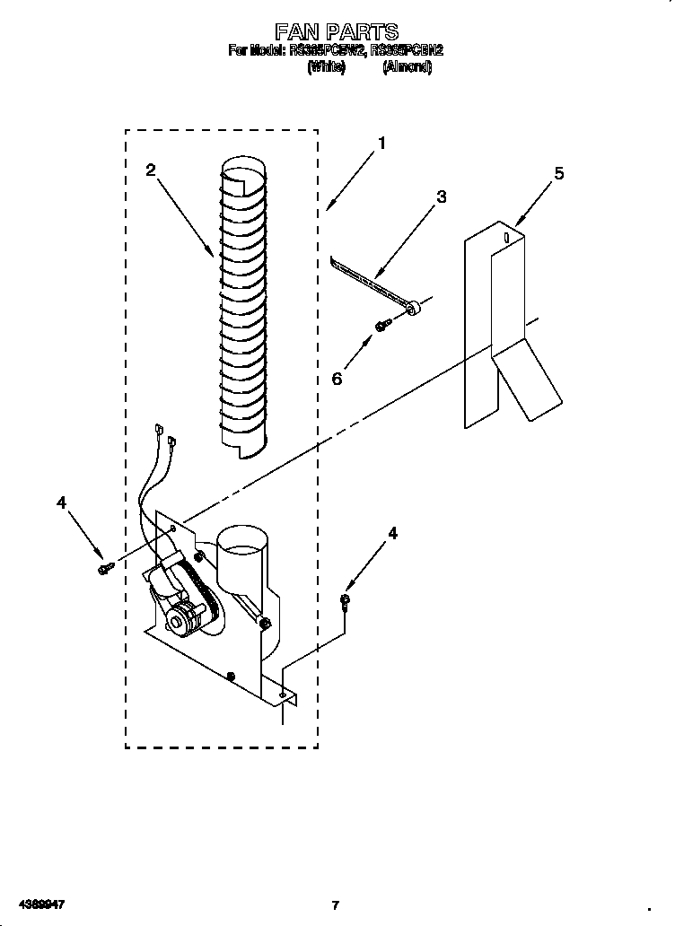 Whirlpool RS385PCBW2 fan diagram