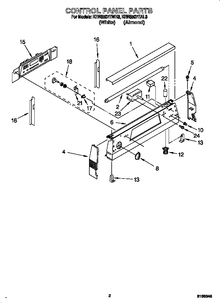 KitchenAid KERS507EWH3 control panel diagram