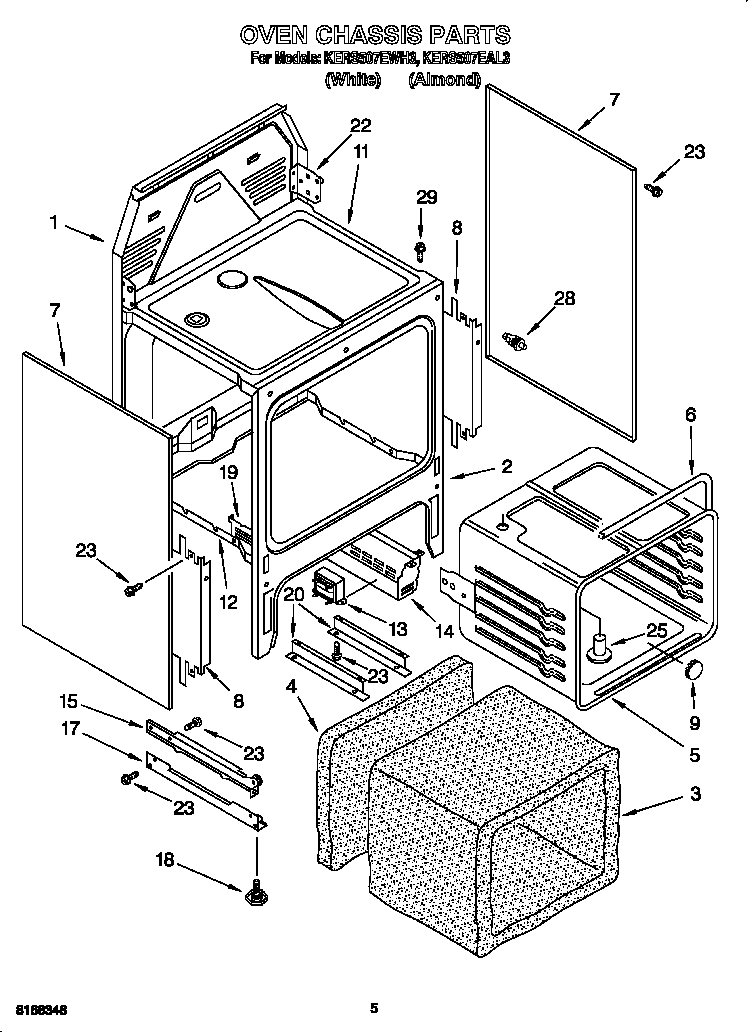 KitchenAid KERS507EWH3 oven chassis diagram